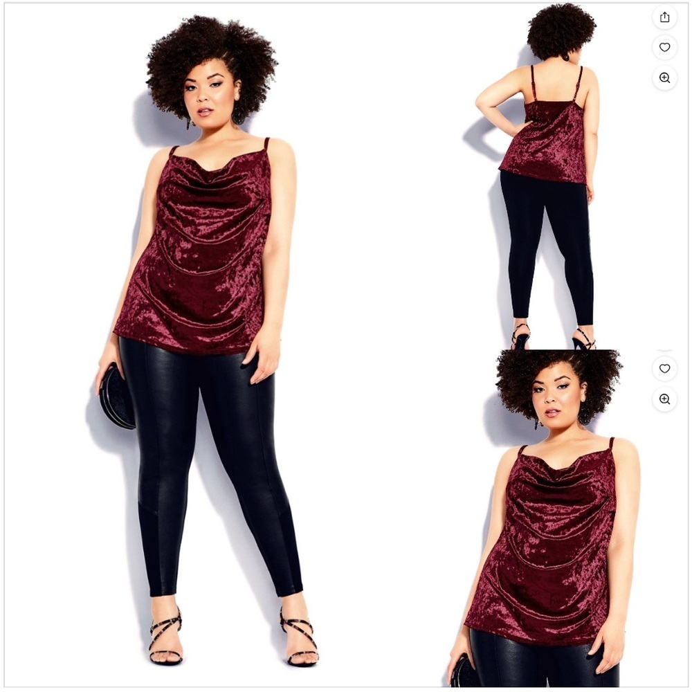 City Chic Plus Size Velvet Lust Burgundy Cami. Size L(20)
NWOT